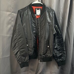 South Pole Black Bomber Jacket with Red Interior